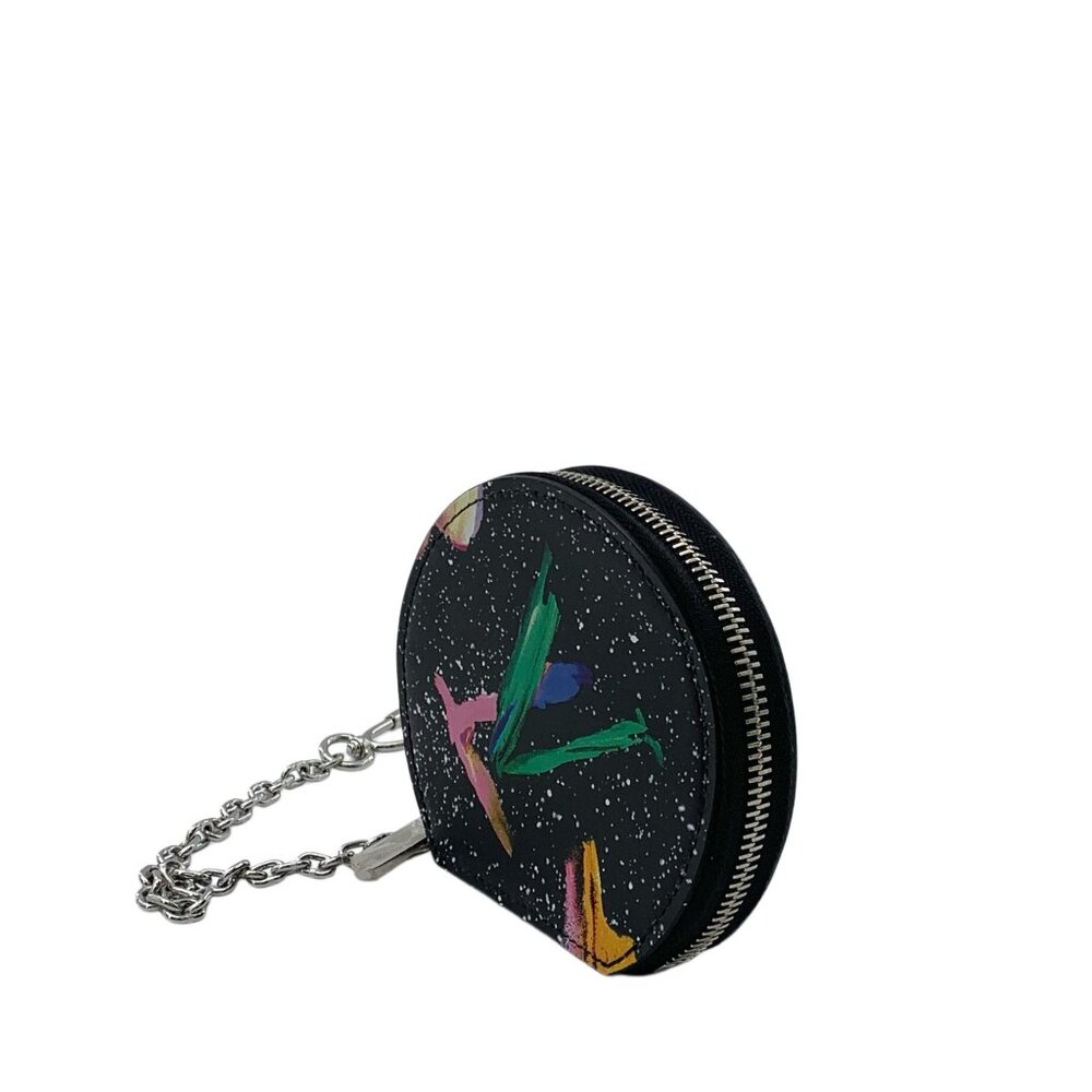 Louis Vuitton Black Starry Sky Logo Graffiti Print Key Chain Coin Purse 11*2*10c - Picture 2 of 9